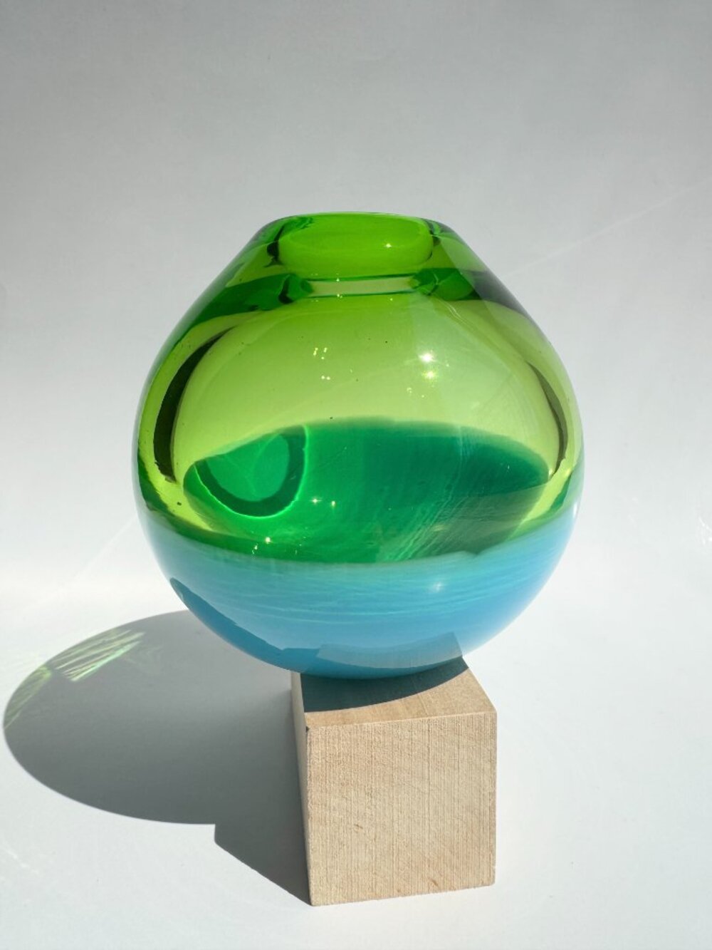 Ball Glass Bud Vase Blue & Green - Picture 14 of 17